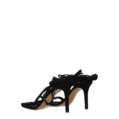 Black Leather Stiletto Heel Sandals
