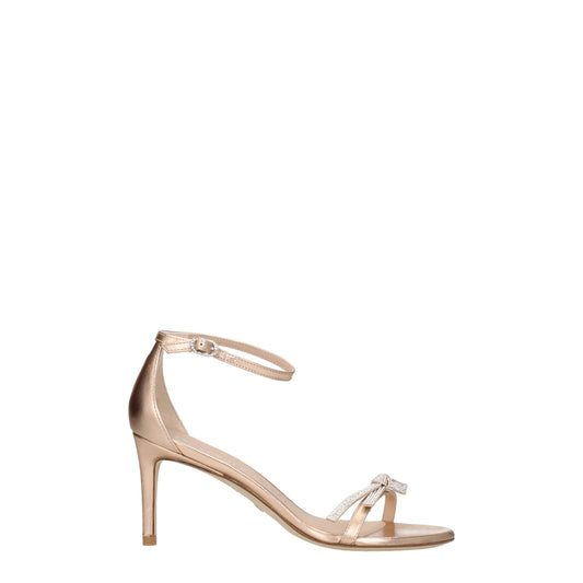 Pink Leather Stiletto Heel Sandals