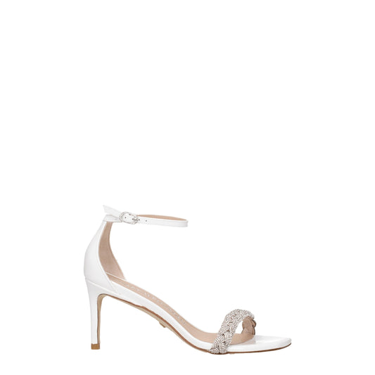 White Leather Stiletto Heel Sandals