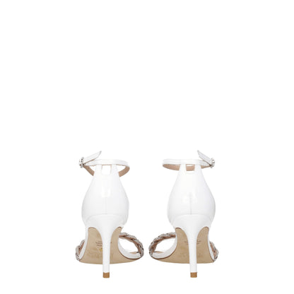White Leather Stiletto Heel Sandals