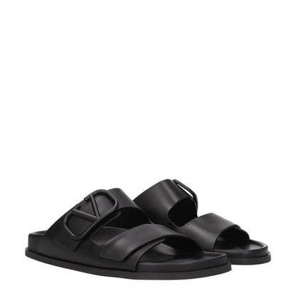 Black Leather Slippers