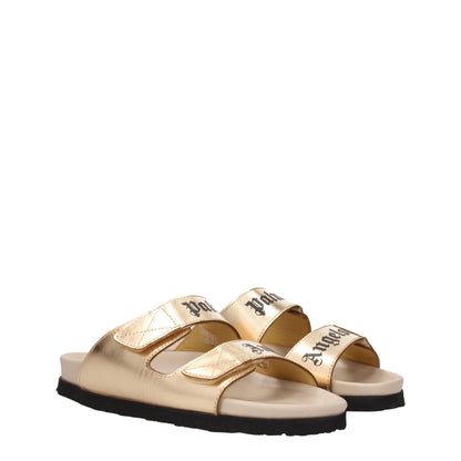 Gold Leather Slippers