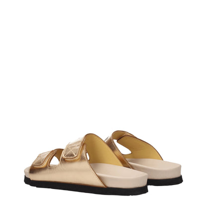 Gold Leather Slippers