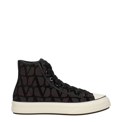 Brown Fabric High Top Sneakers