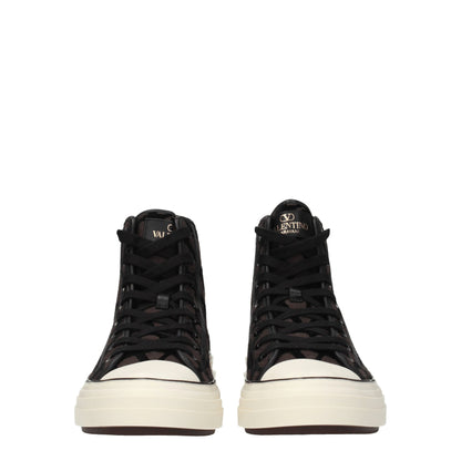 Brown Fabric High Top Sneakers