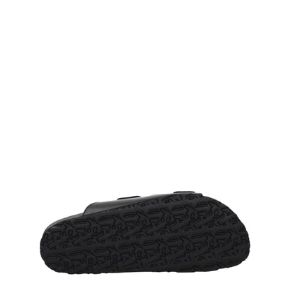Black Leather Slippers