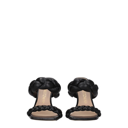 Black Leather Stiletto Heel Sandals