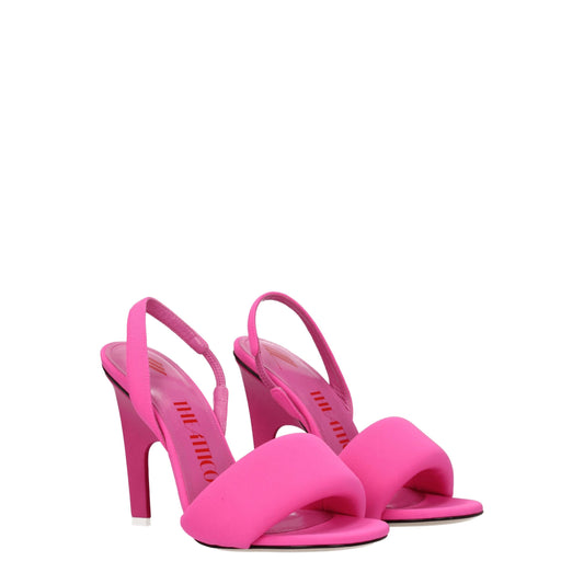 Pink Fabric Stiletto Heel Sandals