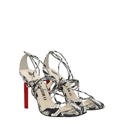 White Leather Stiletto Heel Sandals