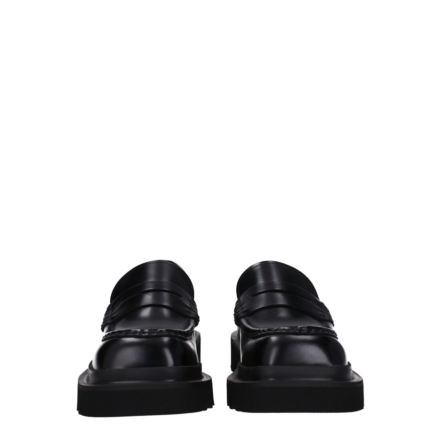 Black Leather Slip-On Loafers