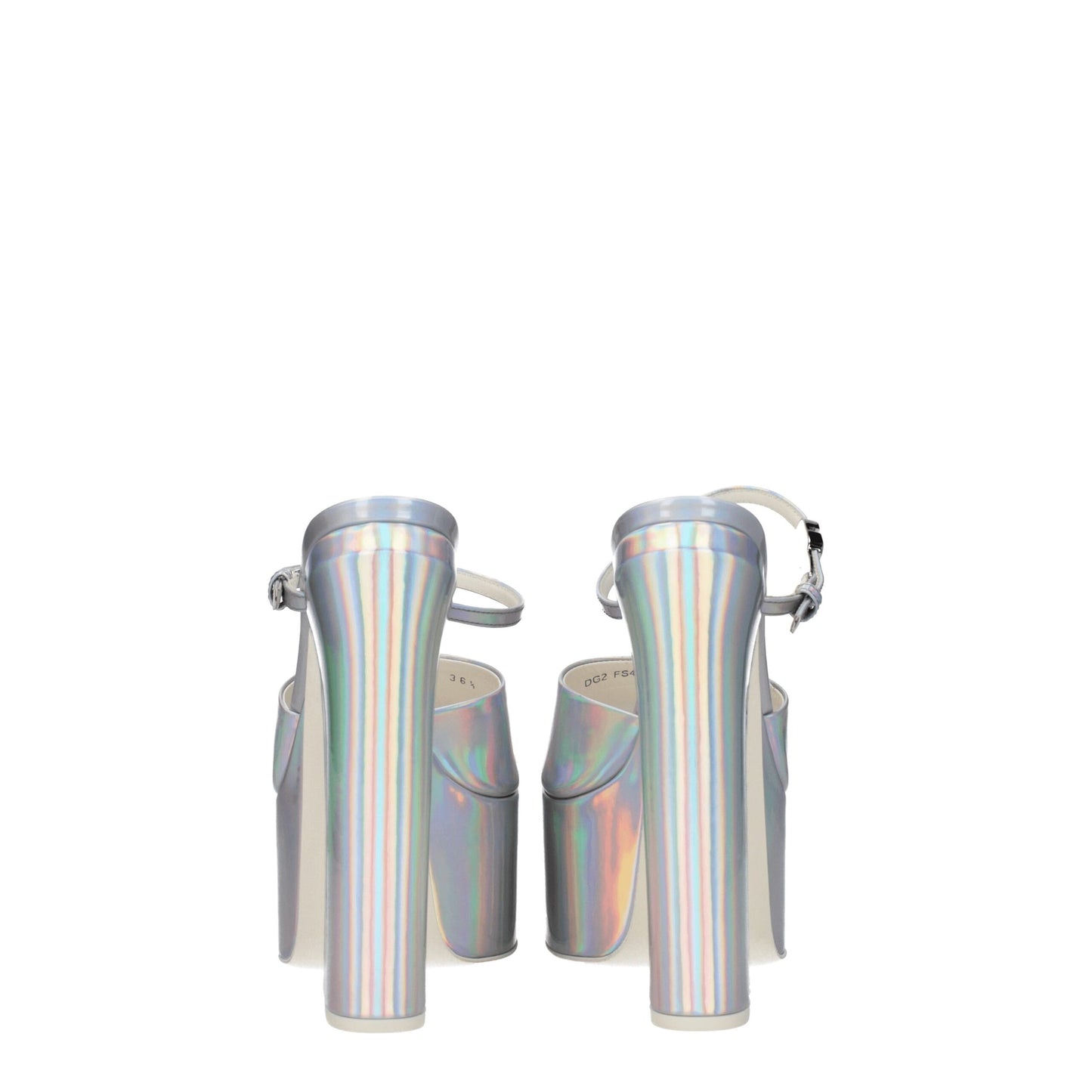 Gray Leather Platform Sandals