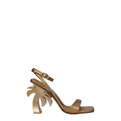 Gold Leather Platform Sandals