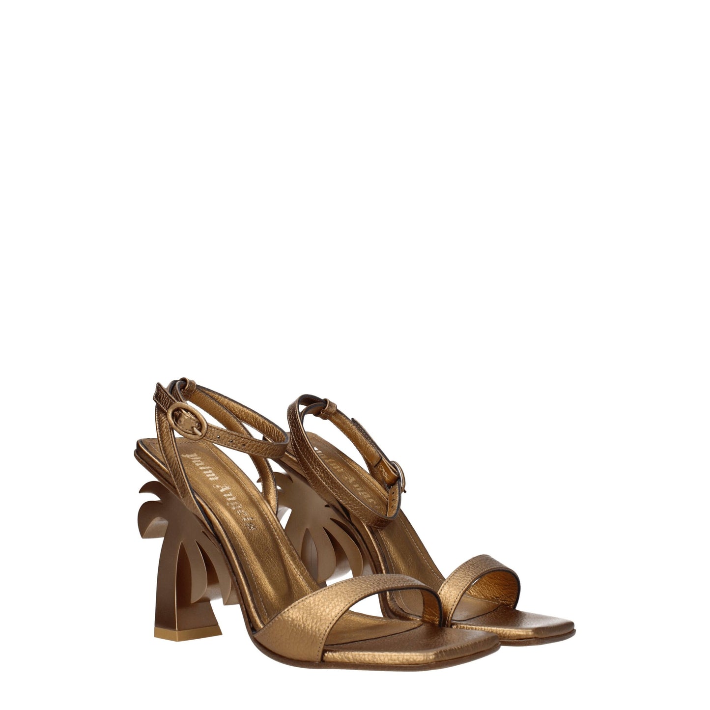 Gold Leather Platform Sandals