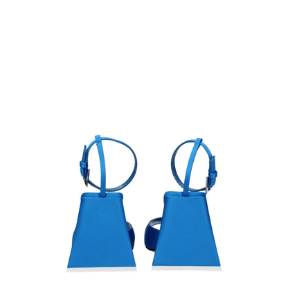 Blue Satin Stiletto Heel Sandals