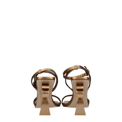 Gold Leather Platform Sandals