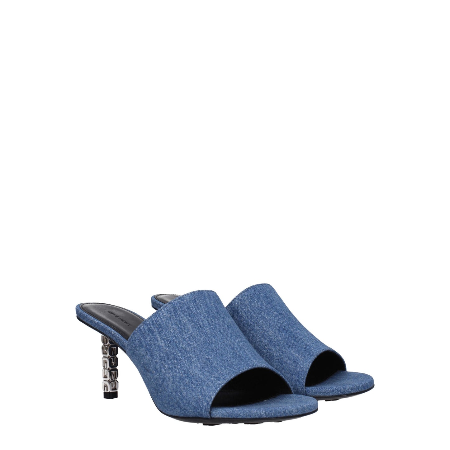 Blue Fabric Platform Sandals