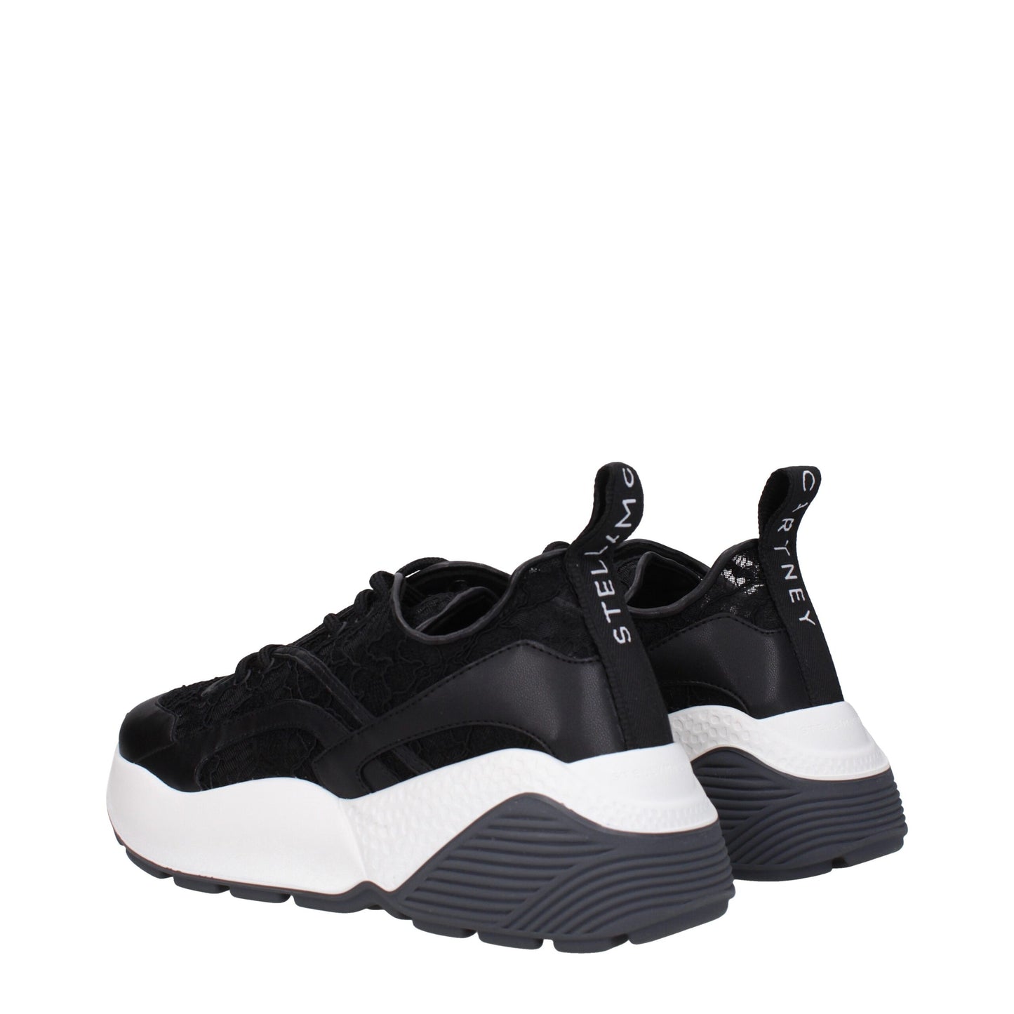 Black Fabric Chunky Sneakers