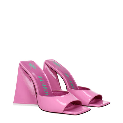 Pink Leather Platform Sandals