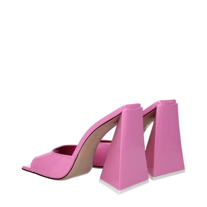 Pink Leather Platform Sandals