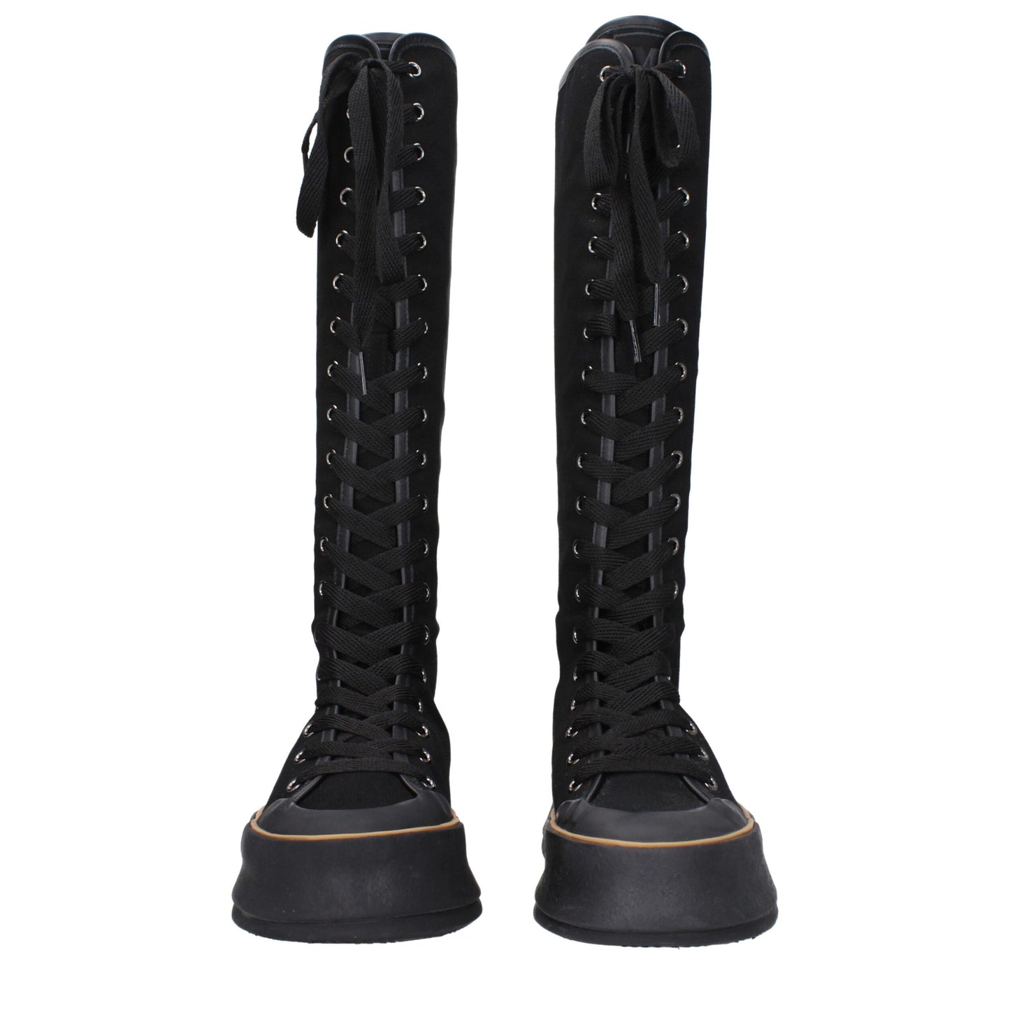 Black Fabric Lace-Up Boots