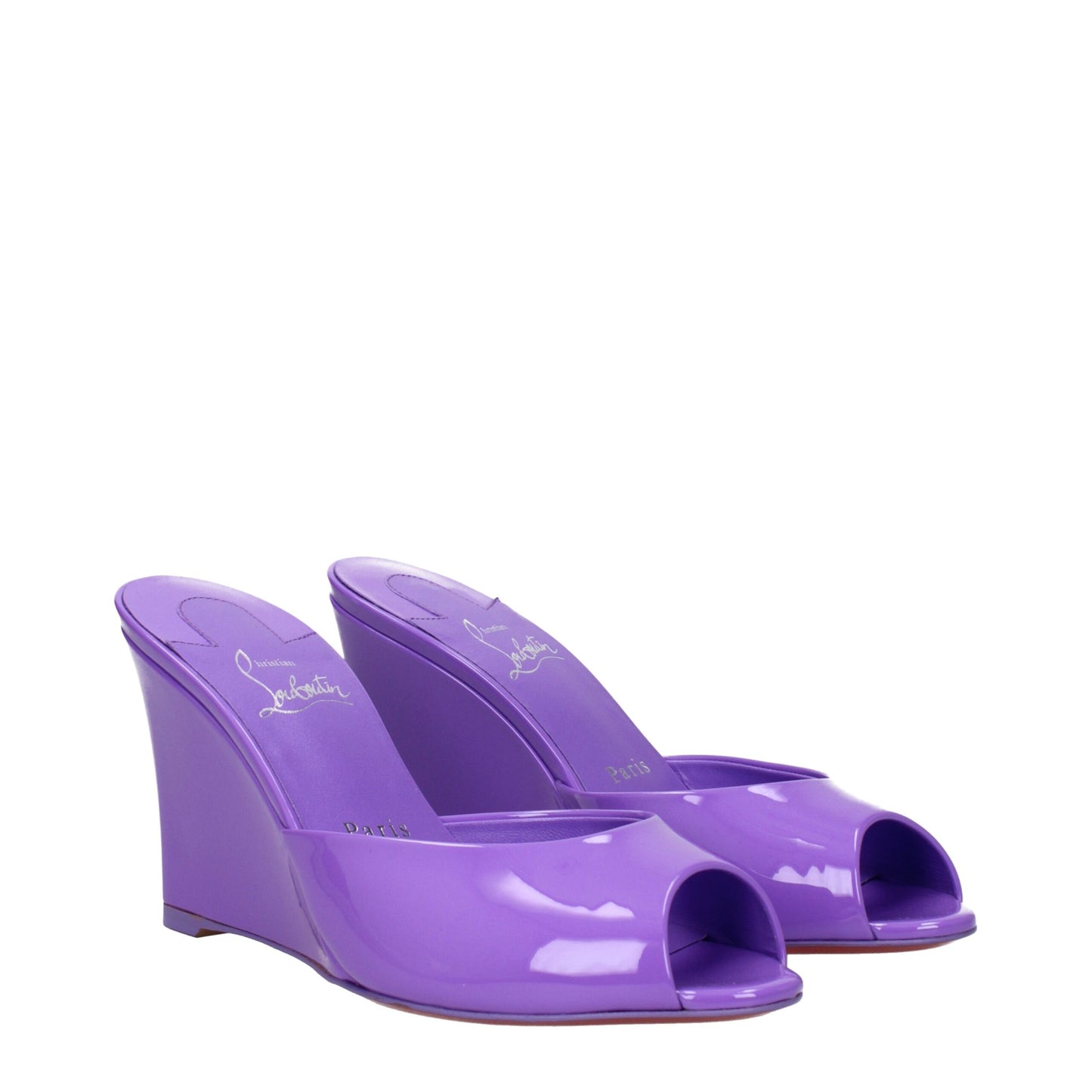 Purple Leather Wedge Sandals
