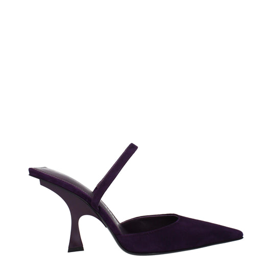 Purple Leather Stiletto Heel Sandals