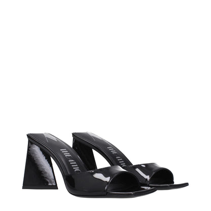 Black Leather Stiletto Heel Sandals
