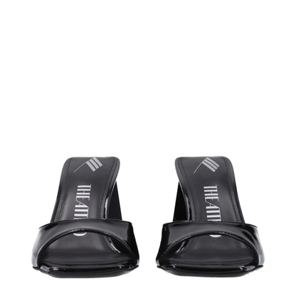 Black Leather Stiletto Heel Sandals