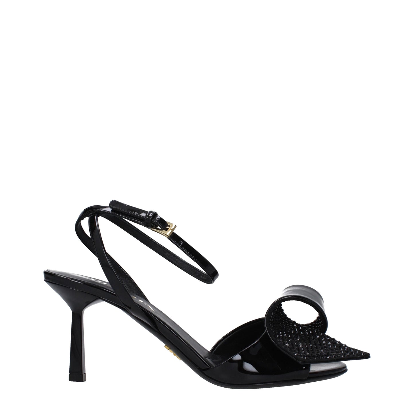 Black Leather Stiletto Heel Sandals