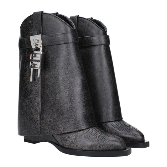 Black Leather Ankle Boots