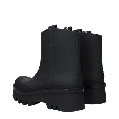 Black Cotton Ankle Boots