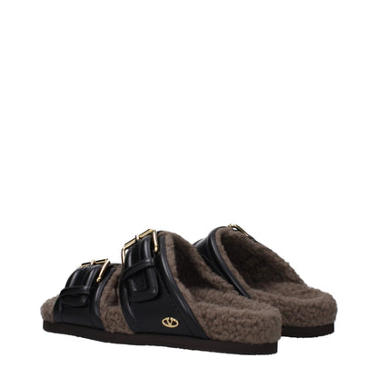 Black Leather Slippers