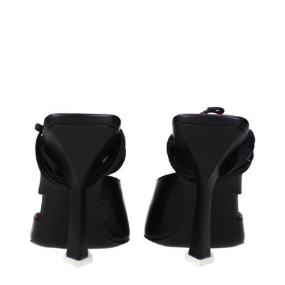 Black Leather Stiletto Heel Sandals