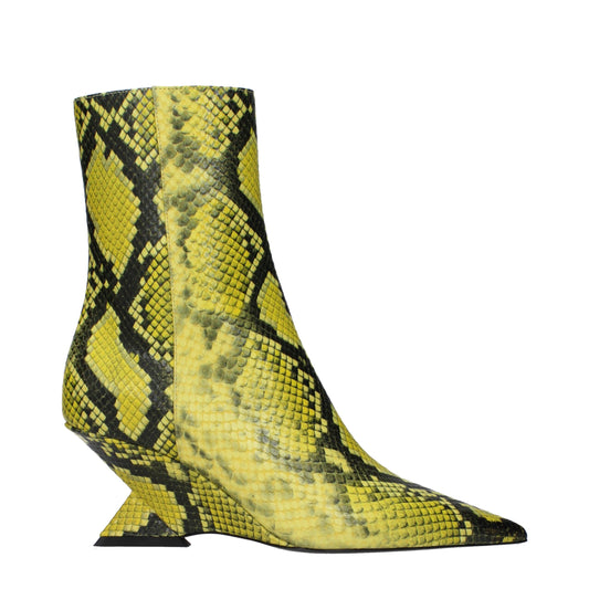 Yellow Leather Ankle Boots
