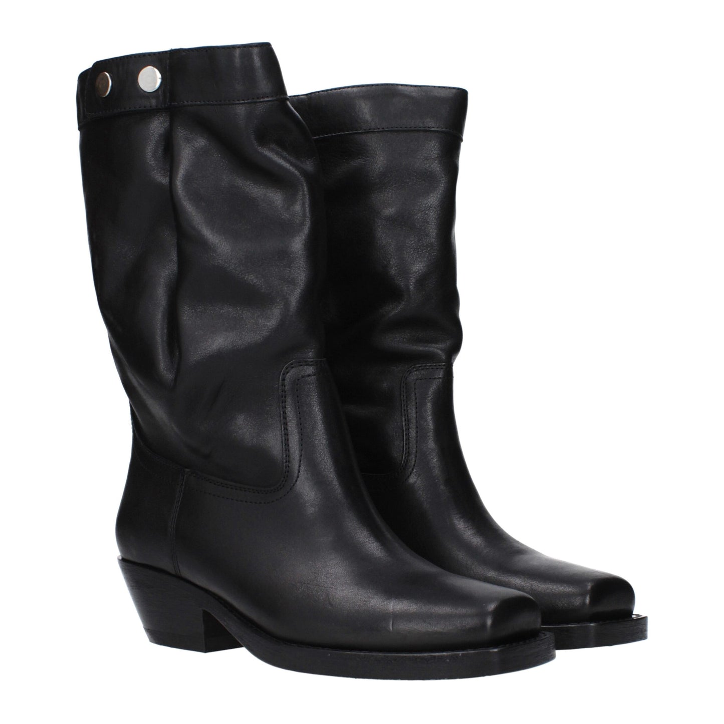 Black Leather Ankle Boots