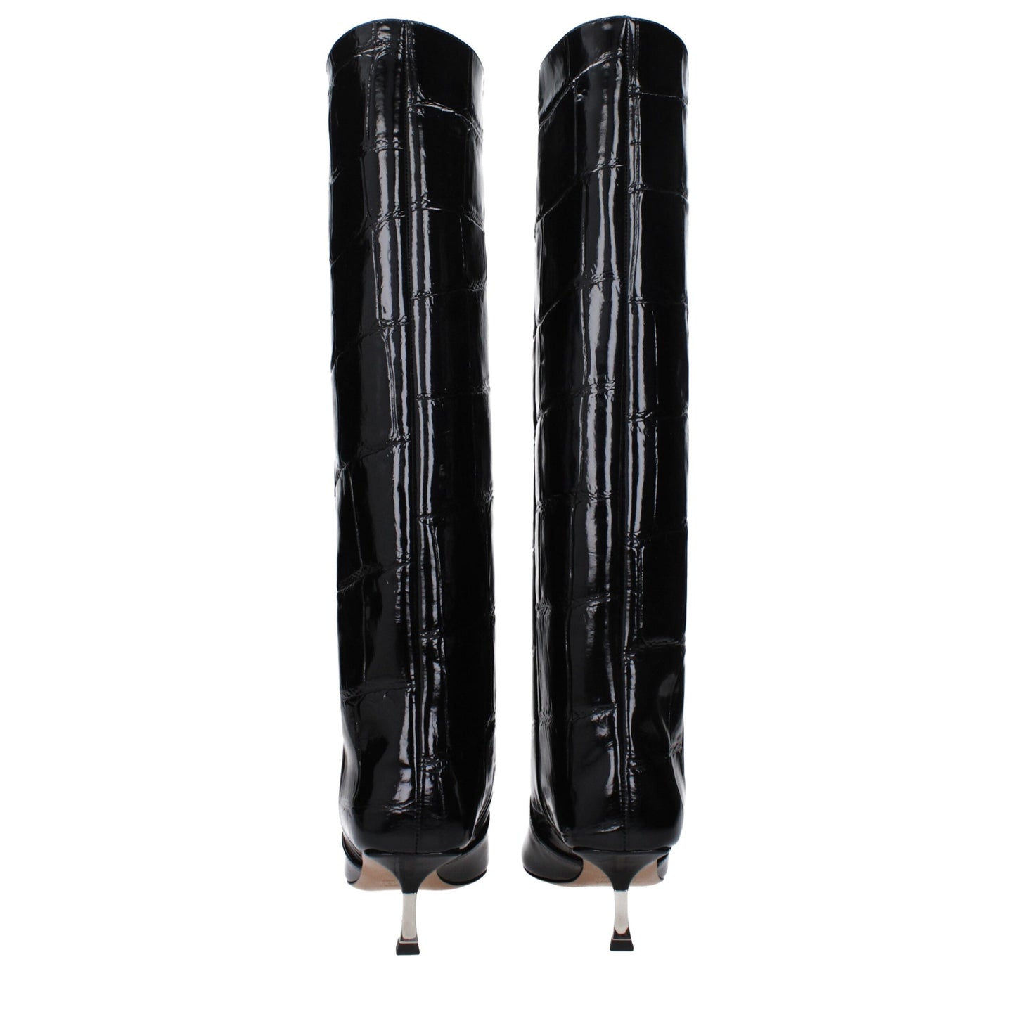 Black Leather High Heel Boots