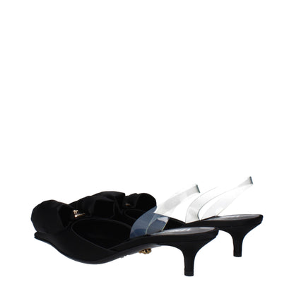 Black Satin Flat Sandals