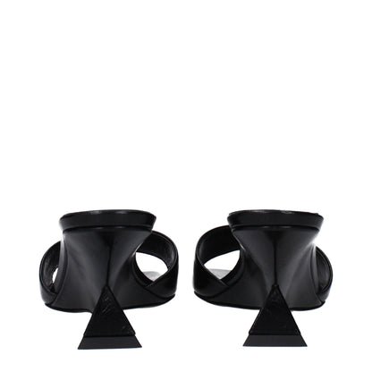 Black Leather Flat Sandals