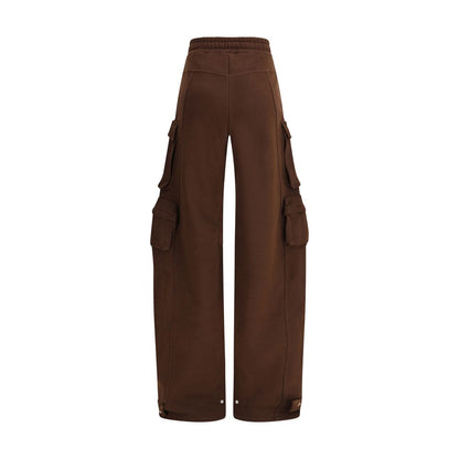 Brown Cotton Casual Pants