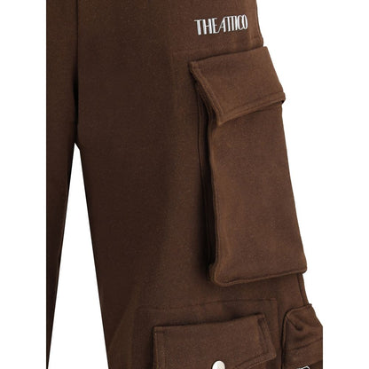 Brown Cotton Casual Pants