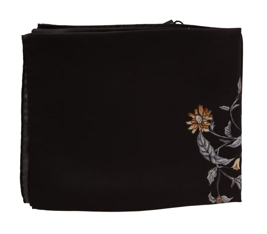 Brown 100% Silk Bird Print Wrap 80cm X 102cm RRP Scarf