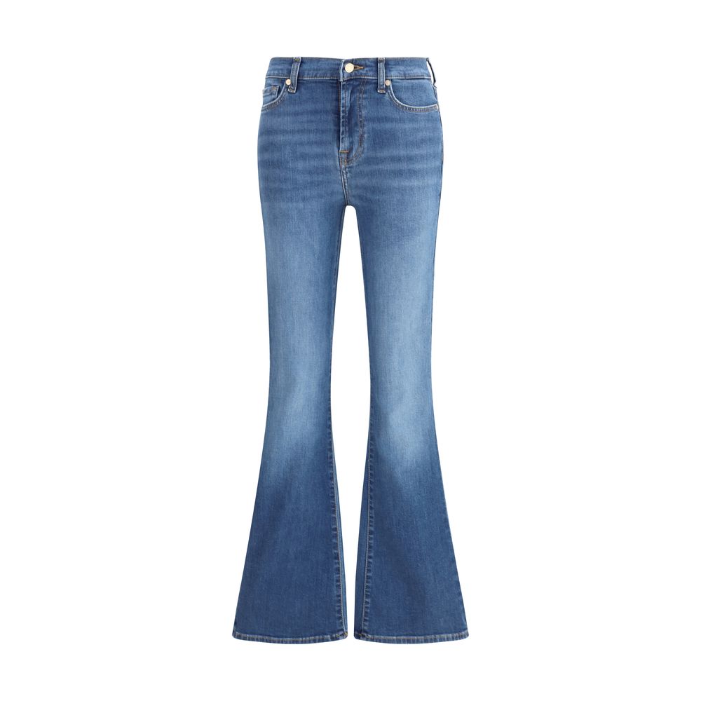 Blue Cotton Flared Jeans