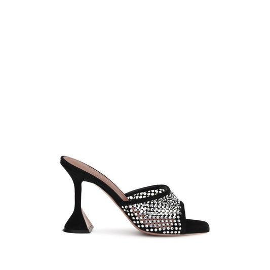 Black Goatskin Stiletto Heel Sandals