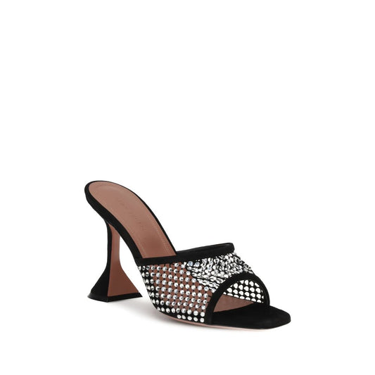 Black Goatskin Stiletto Heel Sandals