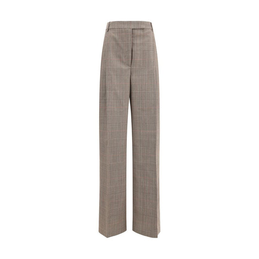 Beige Fleece Wool Casual Pants
