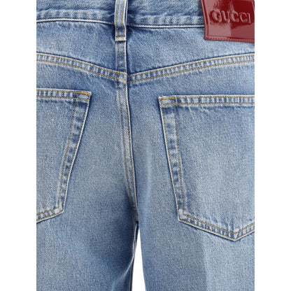Light Blue Cotton Straight-Leg Jeans