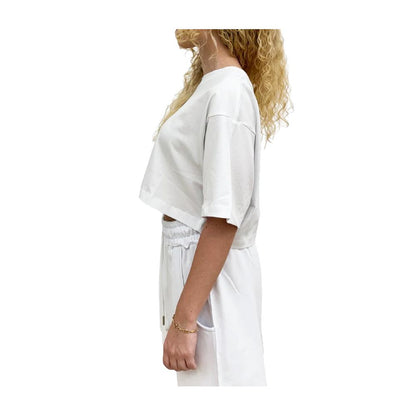 White Cotton Women T-Shirt