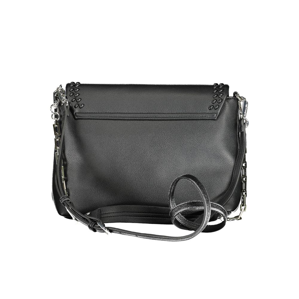 Black Polyurethane Women's Shoulder Bag