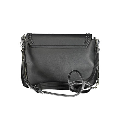 Black Polyurethane Women's Shoulder Bag