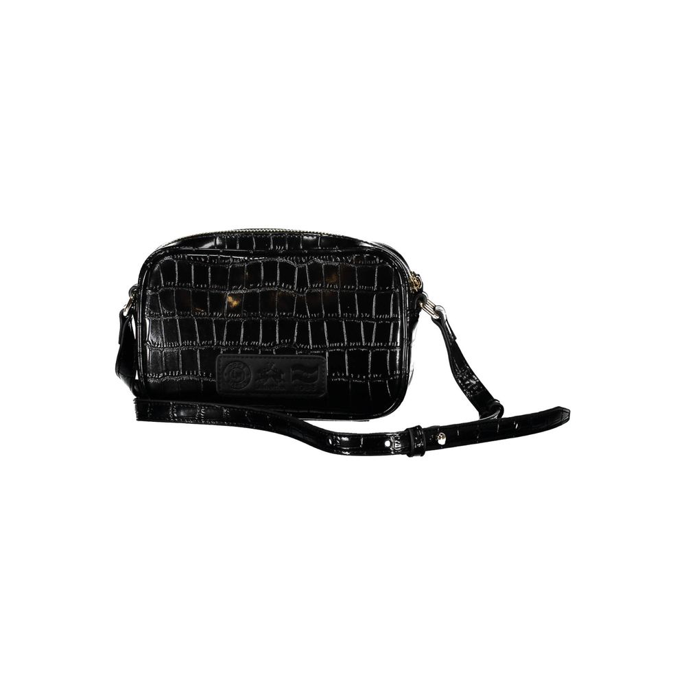 Black Polyurethane Women Shoulder Bag